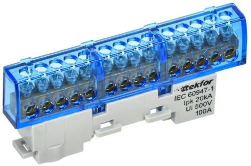 Шина TEKFOR N "ноль" неизол. на универс. держ. 6х9-14-С IEK TF-NN10-14-DL-K07