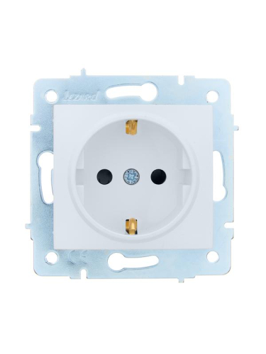 Розетка 1-м СП ASTI 16А IP20 с заземл. защ. шторки термопласт механизм бел. LEZARD 7081-0288-124B