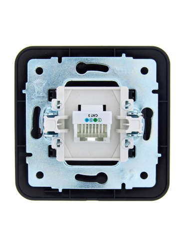 Розетка телефонная евро 1-м СП ASTI IP20 RJ11 в сборе черн. бархат LEZARD 7081-4242-137