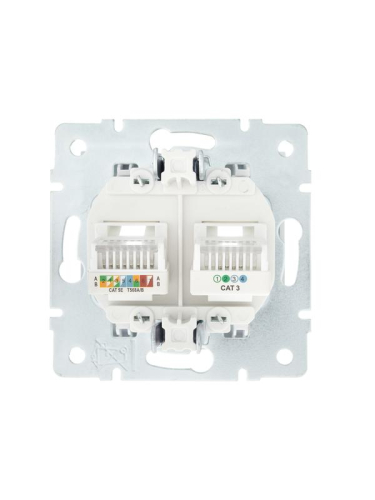 Розетка компьютерная + телефонная 1-м СП Vesna механизм бел. LEZARD 742-0288-143