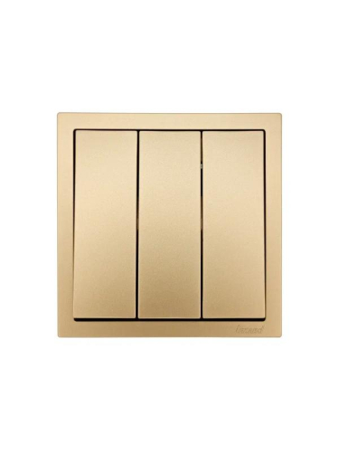 Выключатель 3-кл. СП ZIMA IP20 10А безвинт. зажим зол. LEZARD 704-3688-109QC