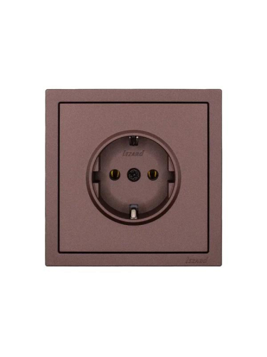 Розетка 1-мест. с/з ПБТ СП ZIMA IP20 16А безвинт. зажим шоколад LEZARD 704-7388-122BQC