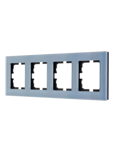 Рамка 4-местн. гориз. VESNA стекло серо-голуб. LEZARD 742-7080-149