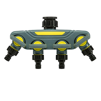 Разветвитель 4-канальный на кран 1/2дюйм-3/4дюйм Профи ЧЕТЫРЕ СЕЗОНА 62-0225-F