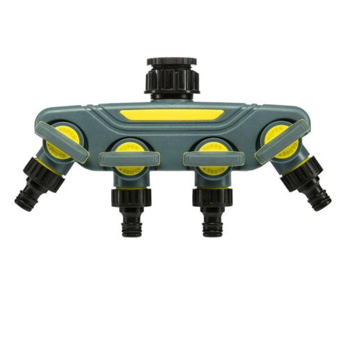 Разветвитель 4-канальный на кран 1/2дюйм-3/4дюйм Профи ЧЕТЫРЕ СЕЗОНА 62-0225-F