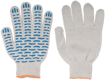 Перчатки вязаные "Волна" (4 нити) 10 класс вязки х/б с ПВХ 12491