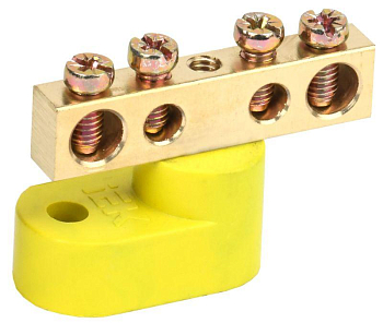 Шина PE "земля" ШНИ-6х9-4-У1-Ж на одном угловом изоляторе IEK YNN10-69-4C1-K05