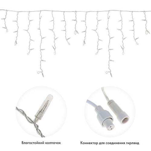Гирлянда светодиодная "Айсикл" (бахрома) 4.8х0.6м 176LED RGB 19Вт 230В IP65 провод прозр. Neon-Night 245-209