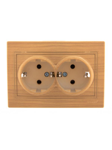 Розетка 2-м Mira с заземл. керамика ясень LEZARD 701-4747-127