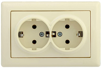 Механизм розетки 2-м СП Bolero РС21-1-0-БК 16А IP20 с заземл. крем. IEK ERB21-K33-16