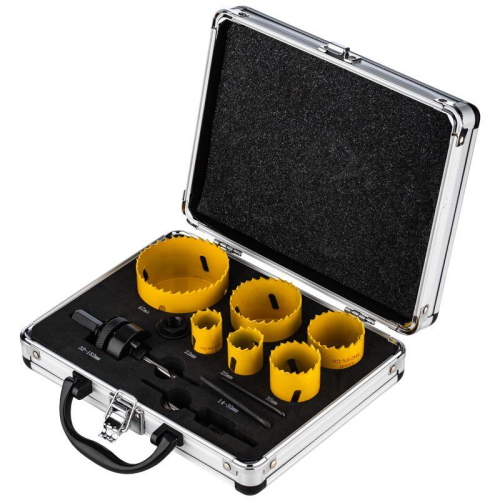 Набор коронок Bimetal (22 25 35 40 51 67) 11 предметов металлический кейс Kranz KR-92-0202-1