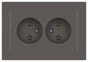 Розетка Accent 6-204-09 2х2P 16А-250В IP20 СУ AL/CU титан Intro Б0063433