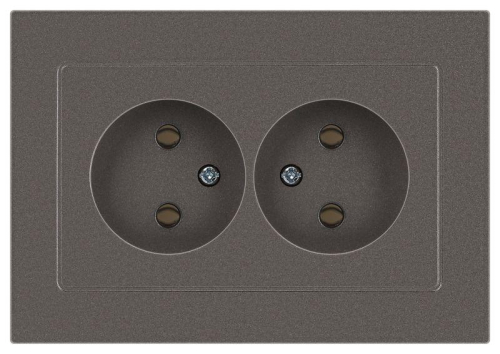 Розетка Accent 6-204-09 2х2P 16А-250В IP20 СУ AL/CU титан Intro Б0063433
