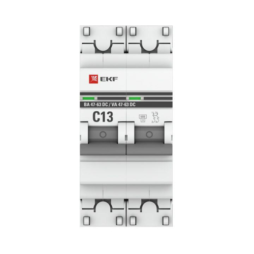 Выключатель автоматический модульный 2п C 13А 6кА ВА 47-63 DC PROxima EKF mcb4763-DC-2-13C-pro