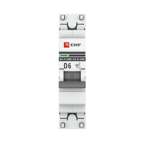 Выключатель автоматический модульный 1п D 6А 6кА ВА 47-63M с одним магнит. расцеп. EKF mcb4763m-6-1-6D-pro