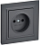 Розетка СП BRITE РСР10-1-0-БрГ 10А в сборе без заземл. без защ. шторок графит IEK BR-R10-10-K53-F