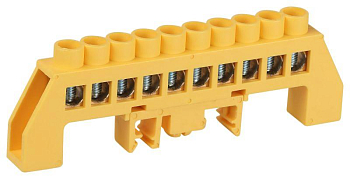 Шина PE земля в комбинированном изоляторе на DIN-рейку ШНИ-8х12-10-Д желт. NO-224-117 Эра Б0062976