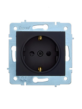 Розетка 1-м СП ASTI 16А IP20 с заземл. защ. шторки термопласт механизм черн. бархат. LEZARD 7081-4288-124B