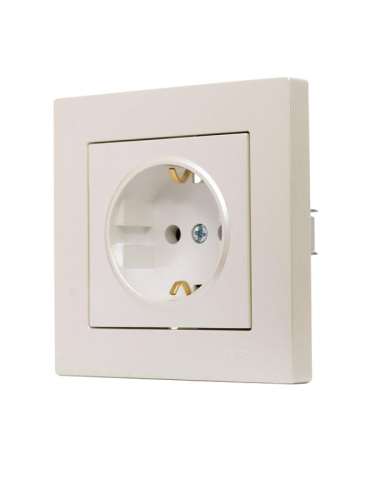 Розетка 1-м СП Vesna с заземл. ПБТ механизм жемчуж./бел. перламутр LEZARD 742-3088-122B