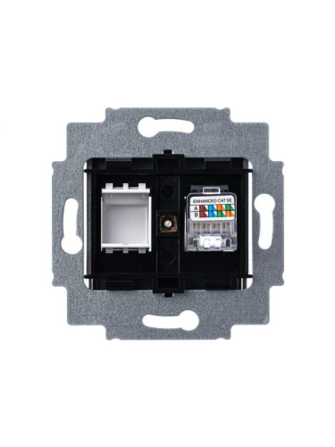 Розетка информационная Levit RJ45 кат. 5e и заглушка сталь ABB 2CHH295117A6069