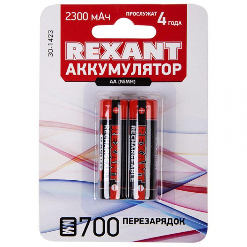 Аккумулятор AA 1.2В 2300мА.ч (блист.2шт) Rexant 30-1423