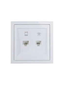 Розетка компьютер+телефон с модулем Cat 6 СП ZIMA бел. LEZARD 704-0288-144