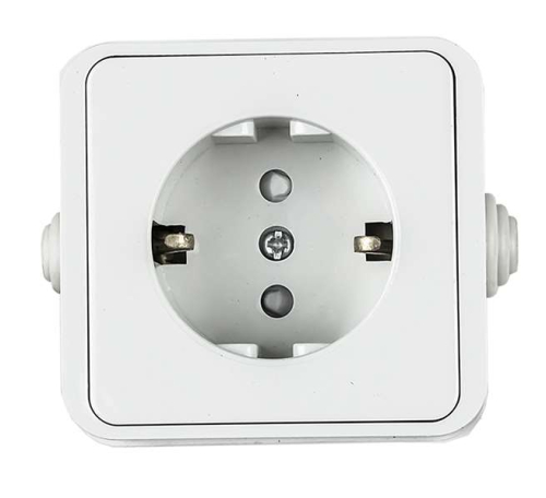 Розетка 1-м AQUA 3113 защ. шторки с заземл. п/герм. бел. ASD / IN HOME 4690612003450