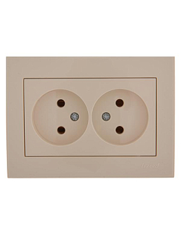 Розетка 2-м СП Rain 16А IP20 без заземл. керамика крем. LEZARD 703-0303-128