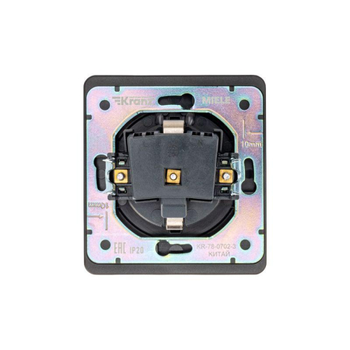 Розетка 1-м СП ROUND MIELE 16А с заземл. защ. шторки и крышкой оникс Kranz KR-78-0702-3