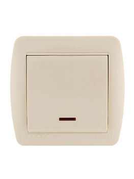 Выключатель 1-кл. ОП Demet 10А IP20 с подсветкой крем. LEZARD 711-0300-111