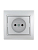 Розетка 1-м СП Mira 16А IP20 без заземл. со вставкой керамика сер. метал. LEZARD 701-1010-121