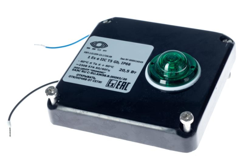 Коробка клеммная взрывозащ. с индикацией питания КВП на пластик. опоре для подключ. или концев. заделки нагреват. секции 1 отверст. под М25 клеммн. колодка 3мод. 10кв.мм Extherm sborka 1P/1L