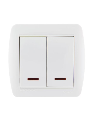 Выключатель 2-кл. ОП Demet 10А IP20 с подсветкой бел. LEZARD 711-0200-112