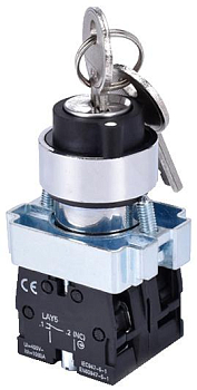 Переключатель LAY5-BG33 2НО на 3 положения замок с ключом I-O-II d22мм хром Электротехник ET012095