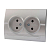 Розетка 2-м СП Deriy 16А IP20 без заземл. бакелит серебр. метал. LEZARD 702-2828-128B