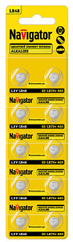 Элемент питания алкалиновый "таблетка" 95 669 NBT-12 (LR48 AG5 LR754 BP10) (блист.10шт) Navigator 95669