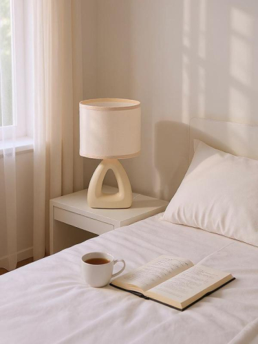 Светильник настольный JH2-01-iv E14 IP20 170х100х300мм керамика; ткань; PVC-пластик беж. JazzWay 5062306