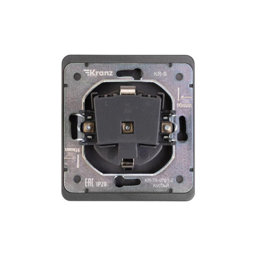 Розетка 1-м СП ROUND MIELE 16А с заземл. защ. шторки титан Kranz KR-78-0701-2