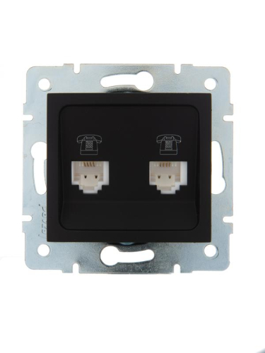 Розетка телефонная 2-м СП Karina RJ11 механизм черн. бархат LEZARD 707-4288-138