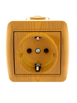 Розетка 1-м ОП Nata 16А IP20 с заземл. керамика ольха LEZARD 710-0700-122