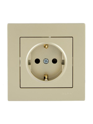 Розетка 1-м СП Vesna с заземл. защ. шторки ПБТ механизм титан LEZARD 742-3788-124B