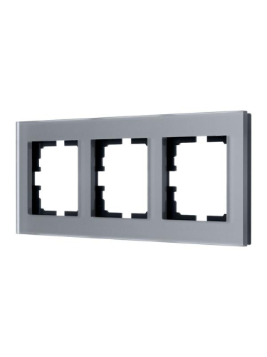 Рамка 3-местн. гориз. VESNA стекло асфальт матов. LEZARD 742-M6980-148