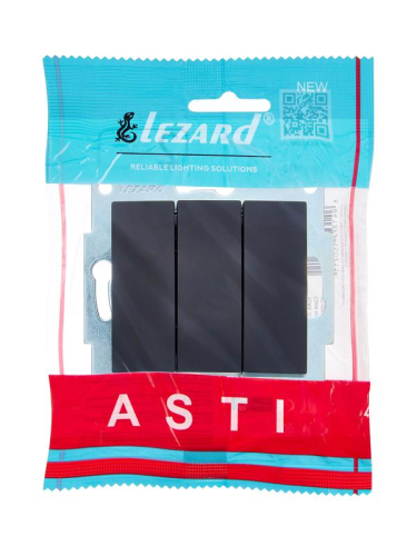 Выключатель 3-кл. 1п СП ASTI 10А IP20 механизм черн. бархат LEZARD 7081-4288-109