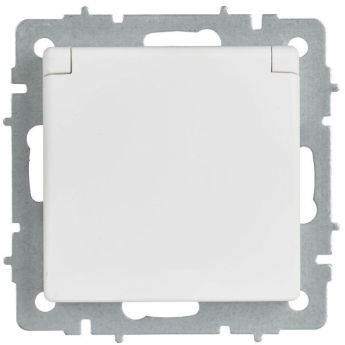 Розетка BRITE РСбш10-3-БрАБ 16А IP20 с заземл. защ. шторки с крышкой механизм арктич. бел. IEK BR-R16-16-K91
