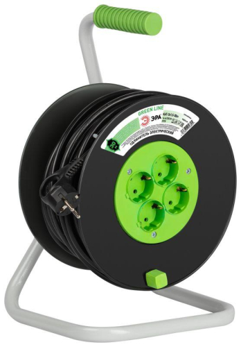 Удлинитель на пластик. катушке 4х30м с заземл. KAT-3x1.5-30m Greenline ПВС 3х1.5 Эра Б0065110