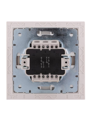 Переключатель проходной 2-кл. СП Rain 10А IP20 жемчуж./бел. метал. LEZARD 703-3030-106