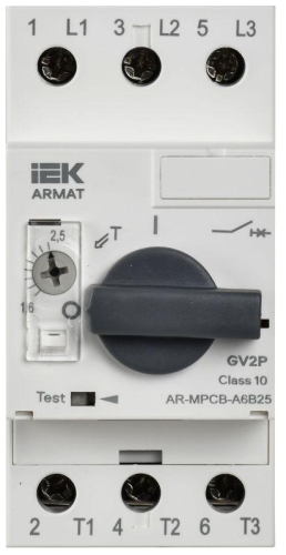 Выключатель автоматический защиты двигателя A6 GV2P 1.6-2.5А ARMAT IEK AR-MPCB-A6B25
