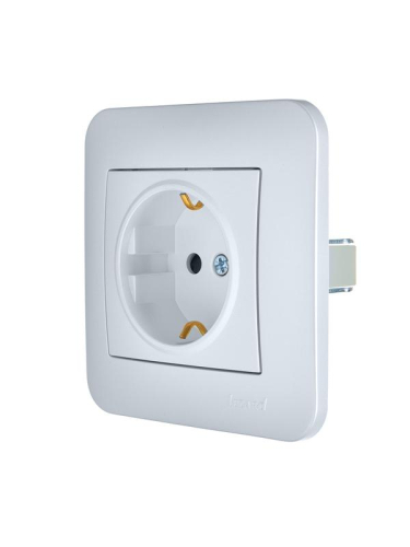 Розетка 1-м СП ASTI 16А IP20 с заземл. защ. шторки термопласт в сборе жемчуж./бел. перламутр. LEZARD 7081-3030-124B