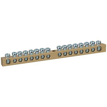 Шина NO-122-18 PEN земля-ноль 6х9мм 16/1 латунная с креплениями по центру Эра Б0047232