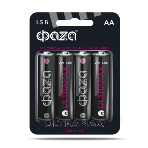 Элемент питания алкалиновый AA/LR6 1.5В ULTRAMAX LR6UM-B4 BL-4 (уп.4шт) ФАZА 5043022